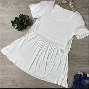 Solid Open Sided Baby Doll Top—- Ivory
